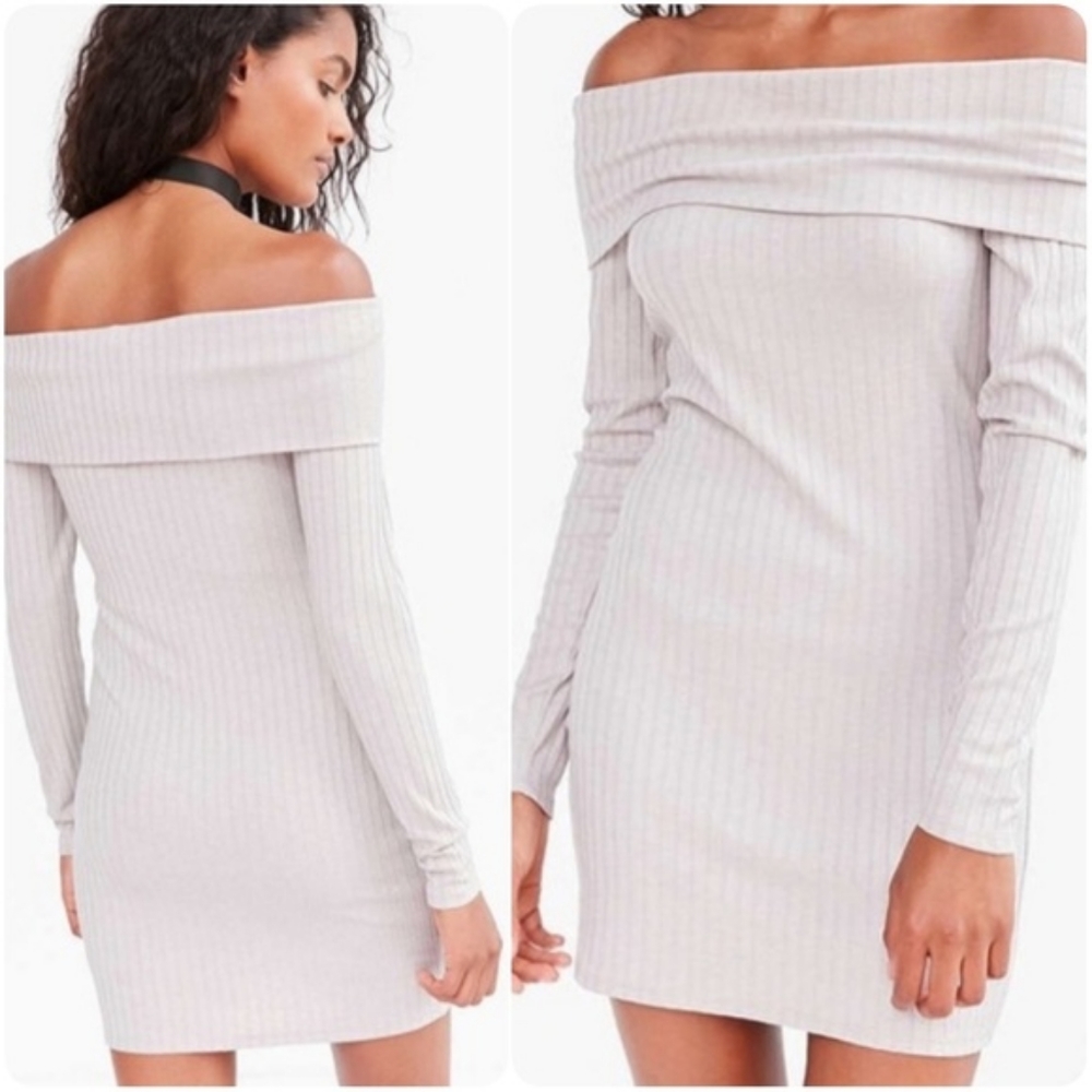 Silence + Noise Off the Shoulder Ribbed Dress XS